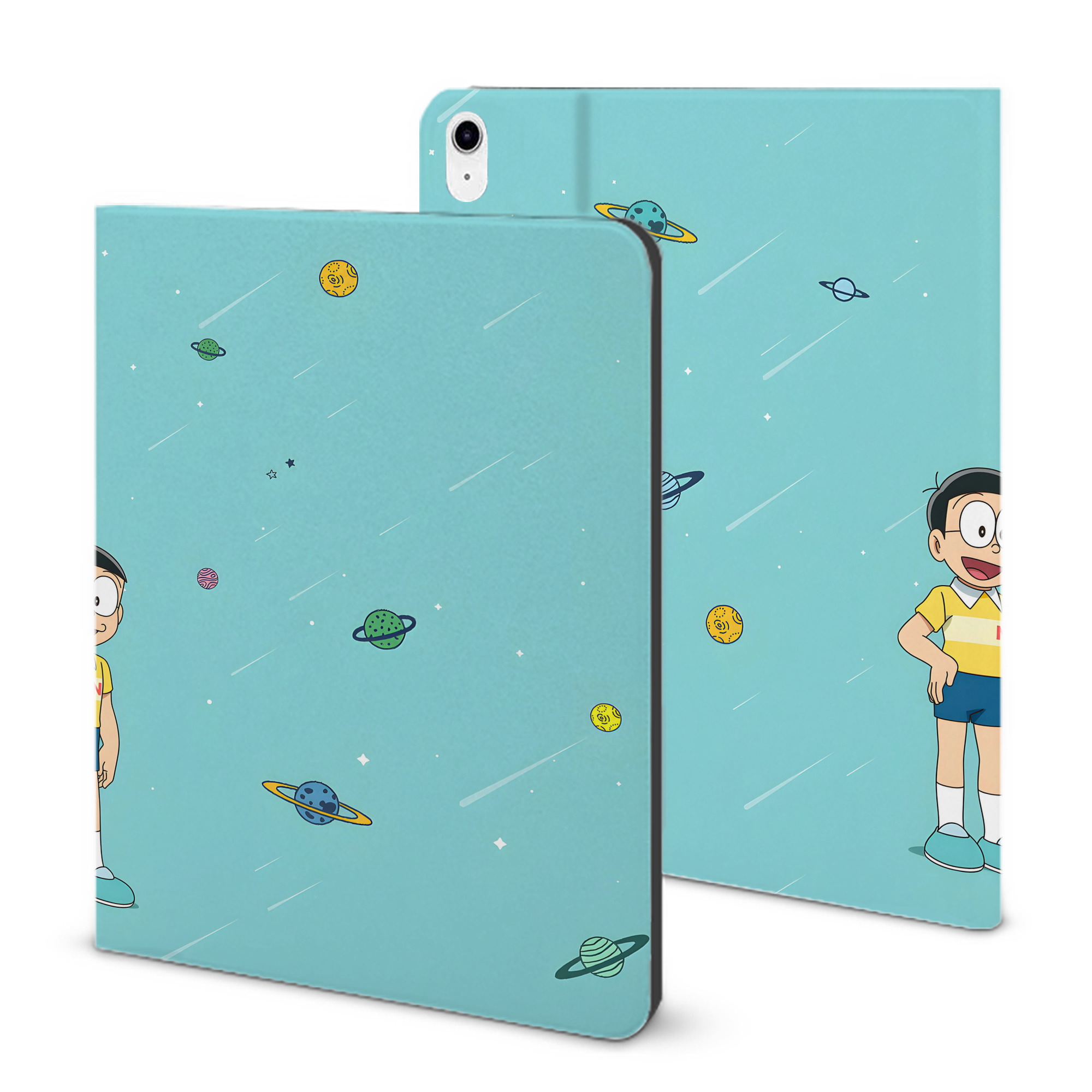 （画像用） ドラえもん Doraemon IPad ケース ブック型 PUレザー TPU 耐衝撃 軽量 薄型 ペン収納なし 全面保護 IPad 各モデル対応